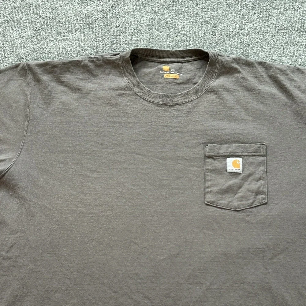 Carhartt Shirt Mens 4XL Grey Original Fit Heavyweight Cotton Pocket‎ T-shirt Big - Picture 7 of 8